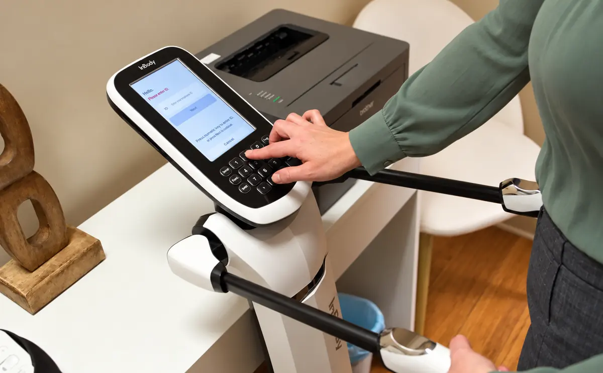 Body composition analyzer being set up for a medical weight loss check-in at Lake Forest Regenesis in Lake Forest, IL