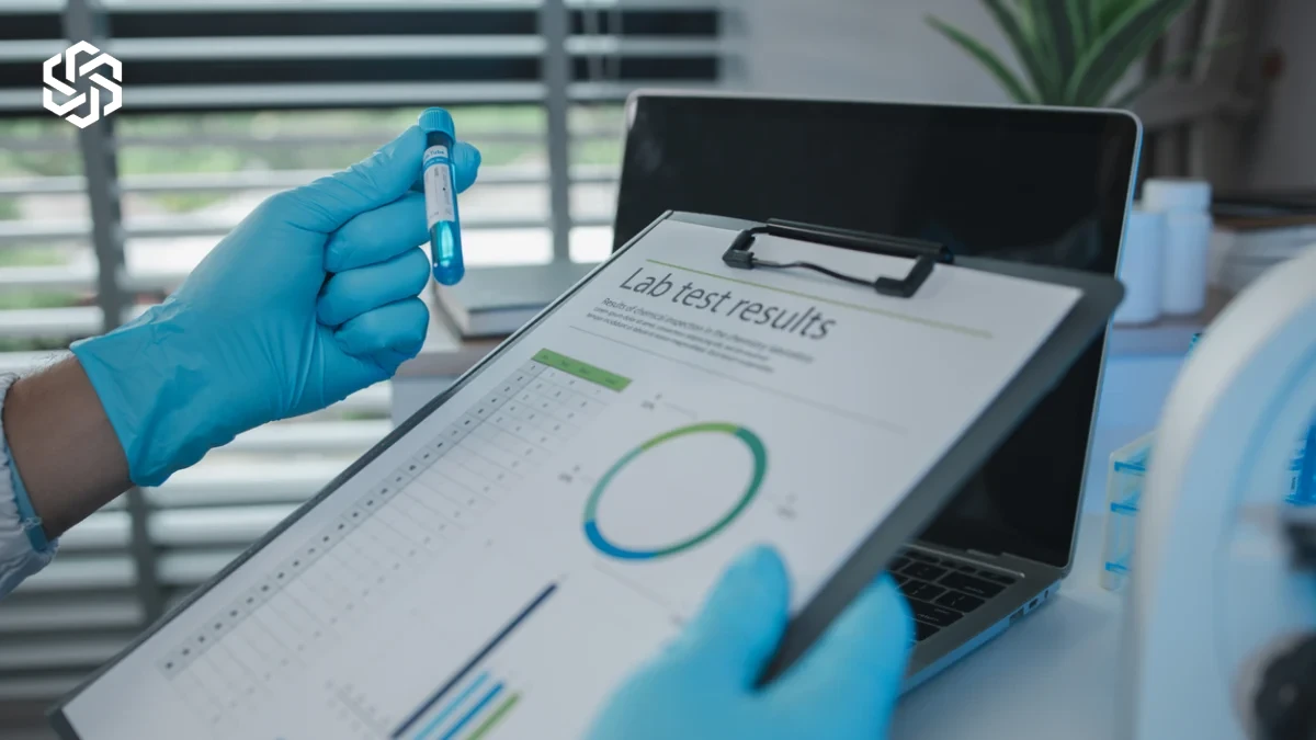 Lab professional reviewing test results