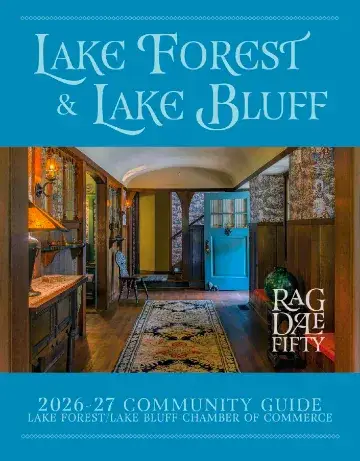 Cover of the 2026-27 Lake Forest & Lake Bluff Community Guide from the Lake Forest/Lake Bluff Chamber of Commerce