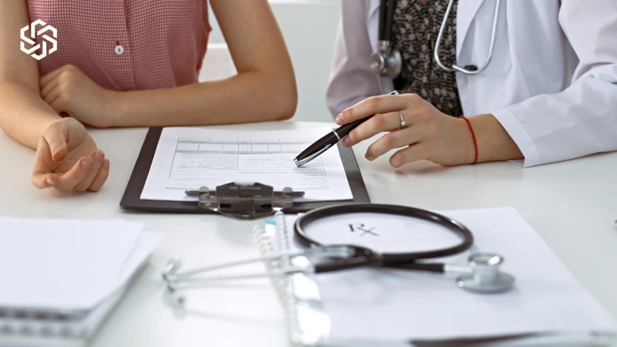 Provider and patient discussing exam results