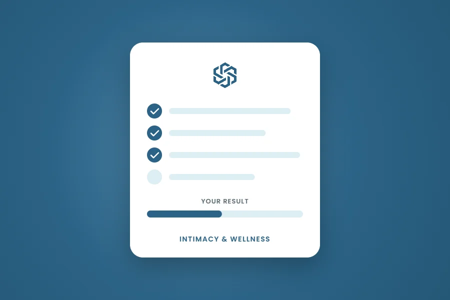 Illustration of a completed checklist with a result bar for the Women’s Libido & Intimacy Check